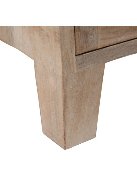 Grand Buffet Enfilade moderne Bas 4 portes en Bois de manguier Naturel Blanchi Verre Transparent Saimon - 9