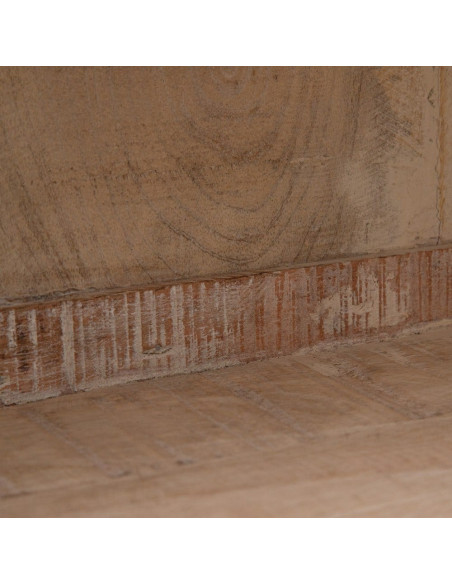 Grand Buffet Vitrine moderne Haut 2 portes en Bois de manguier Naturel Blanchi Verre Transparent Saimon - 6