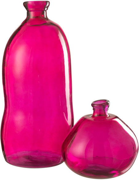 Vase Bouteille XXL Hauteur 73 cm en Verre Fuchsia Damila - 2