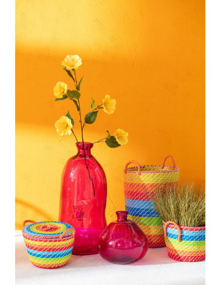 Vase Bouteille XXL Hauteur 73 cm en Verre Fuchsia Damila - 5