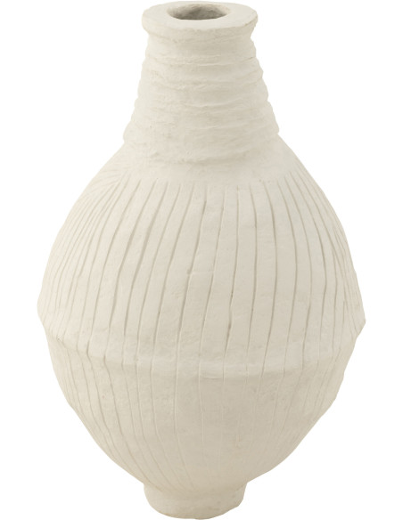 Vase Ovale XXL Hauteur 85 cm en Papier mâché Blanc Chayma - 1