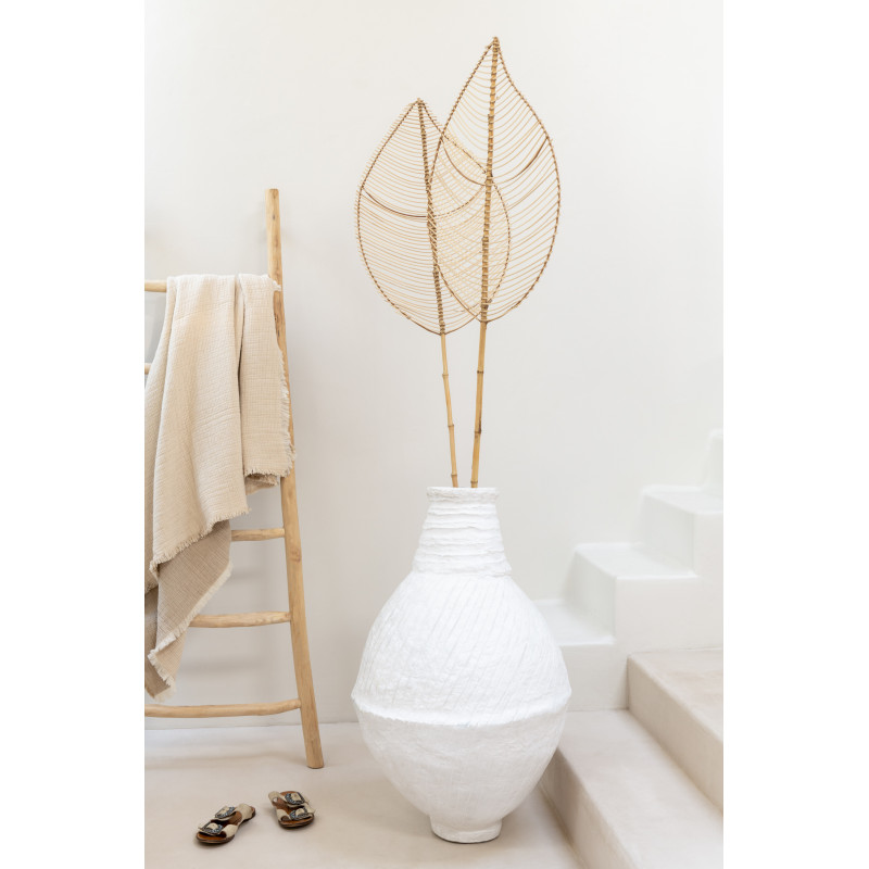 Vase Ovale XXL Hauteur 85 cm en Papier mâché Blanc Chayma - 3
