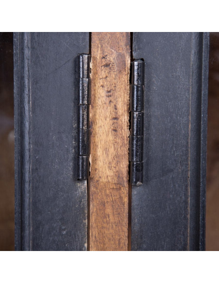 Buffet vitrine industriel sur roulettes 4 portes en Bois de manguier Naturel Noir Verre Transparent Eloy - 6