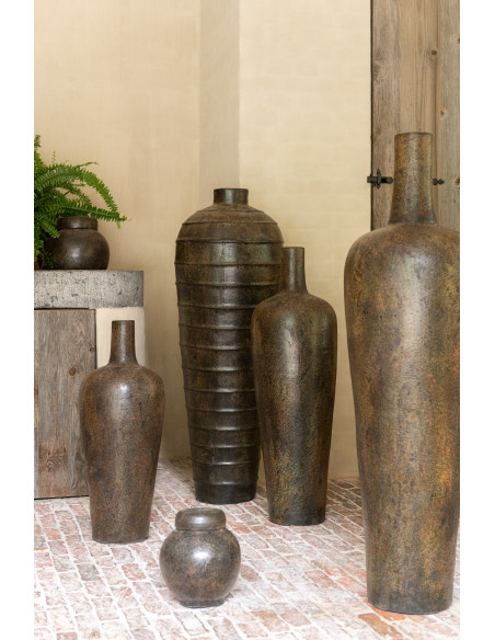 Vase Ovale XXL Hauteur 100 cm en Ciment Marron Yseult - 2