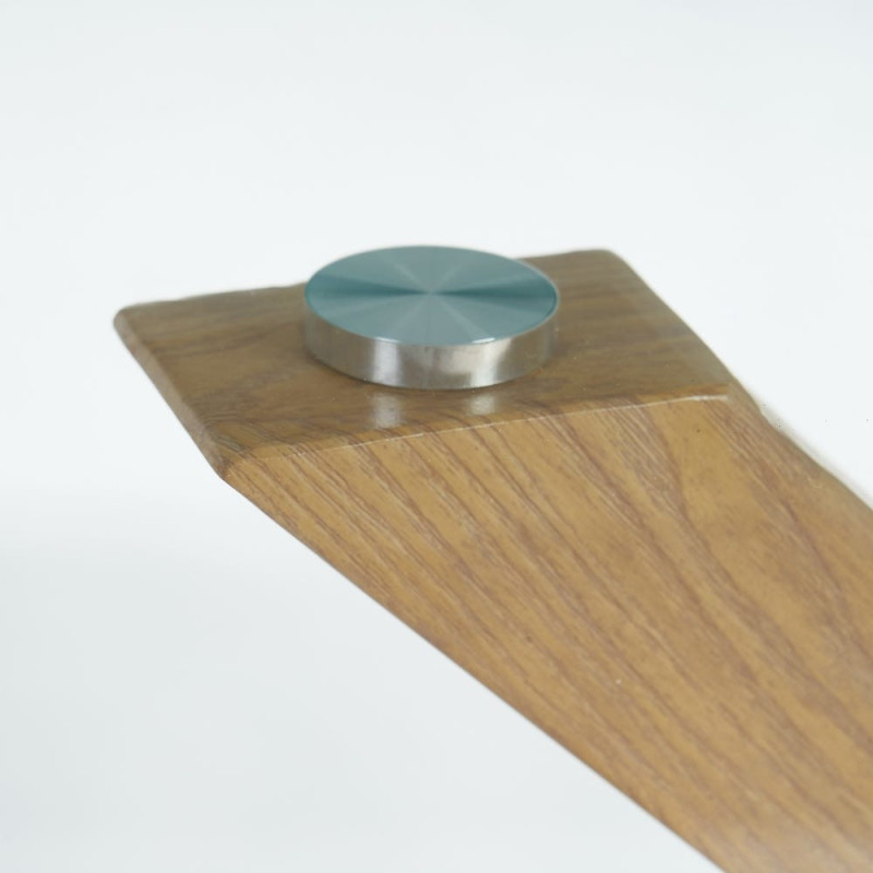 Table à manger moderne Ronde 6 personnes en Verre trempé Transparent Métal Effet bois naturel Karina - 4