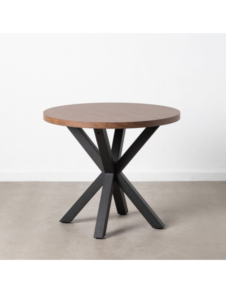 Table à manger moderne Ronde 4 personnes en Bois MDF Marron Métal Noir Maira - 9