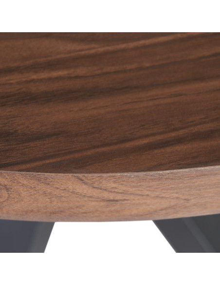 Table à manger moderne Ronde 4 personnes en Bois MDF Marron Métal Noir Maira - 3