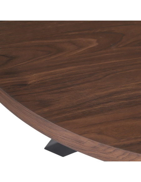 Table à manger moderne Ronde 4 personnes en Bois MDF Marron Métal Noir Maira - 4