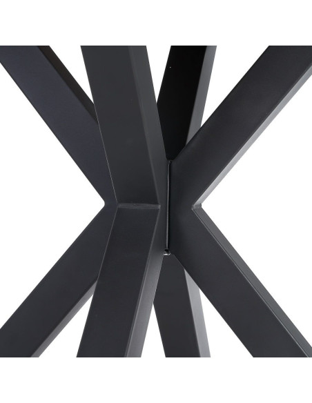 Table à manger moderne Ronde 4 personnes en Bois MDF Marron Métal Noir Maira - 6