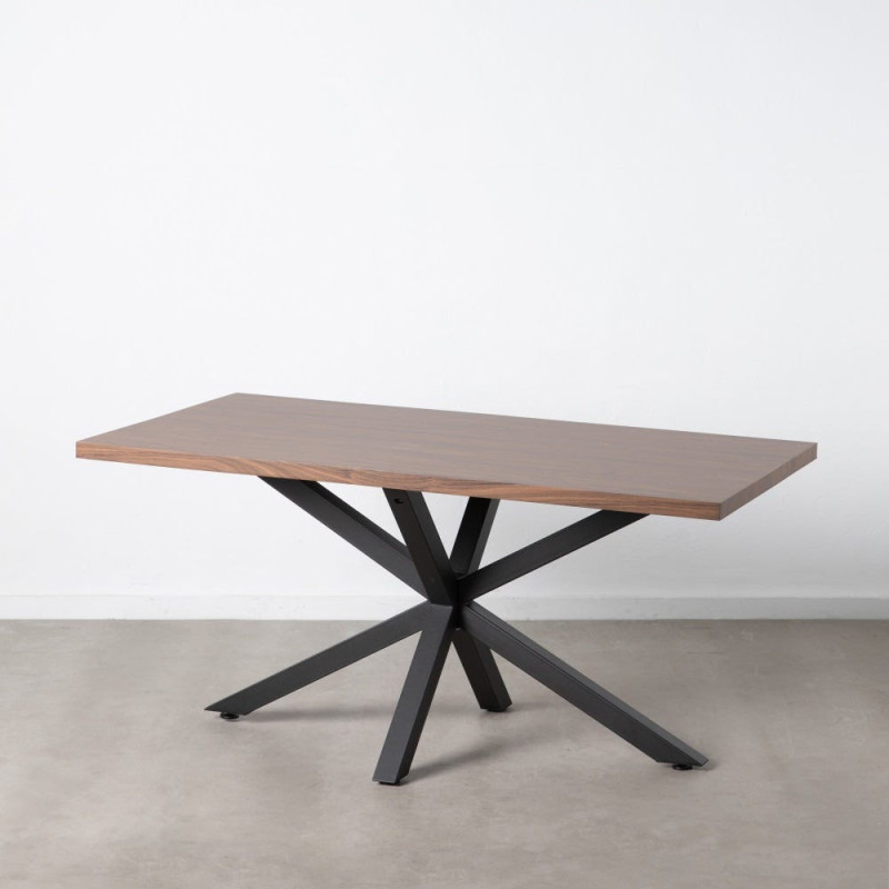 Table à manger moderne Rectangulaire 6 personnes en Bois MDF Marron Métal Noir Maira - 9