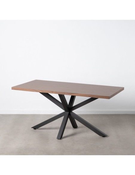 Table à manger moderne Rectangulaire 6 personnes en Bois MDF Marron Métal Noir Maira - 9
