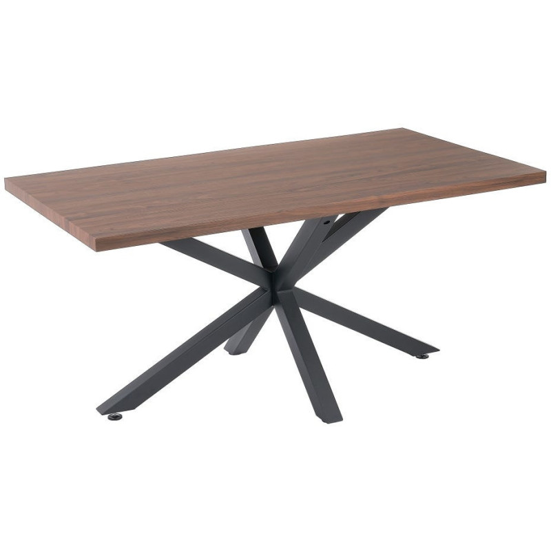 Table à manger moderne Rectangulaire 6 personnes en Bois MDF Marron Métal Noir Maira - 1