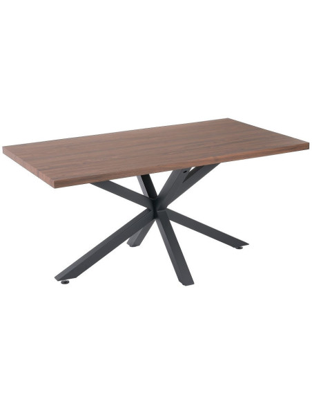 Table à manger moderne Rectangulaire 6 personnes en Bois MDF Marron Métal Noir Maira - 1