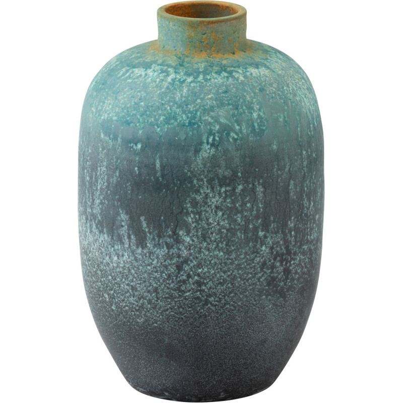 Vase Ovale XL Vintage Hauteur 50 cm en Céramique Azur Evasio - 1