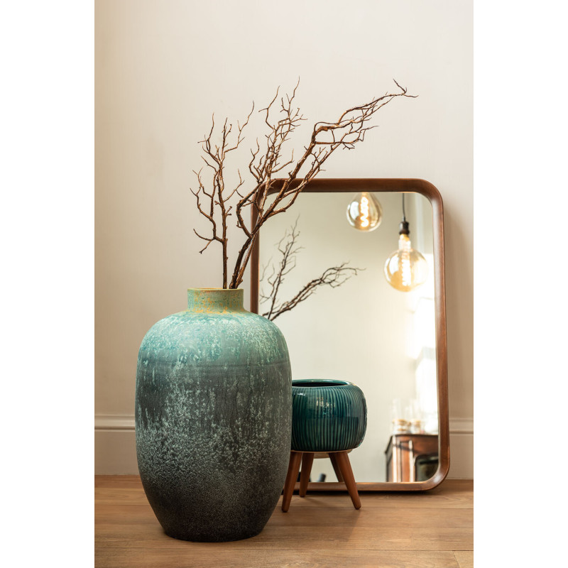 Vase Ovale XL Vintage Hauteur 50 cm en Céramique Azur Evasio - 2