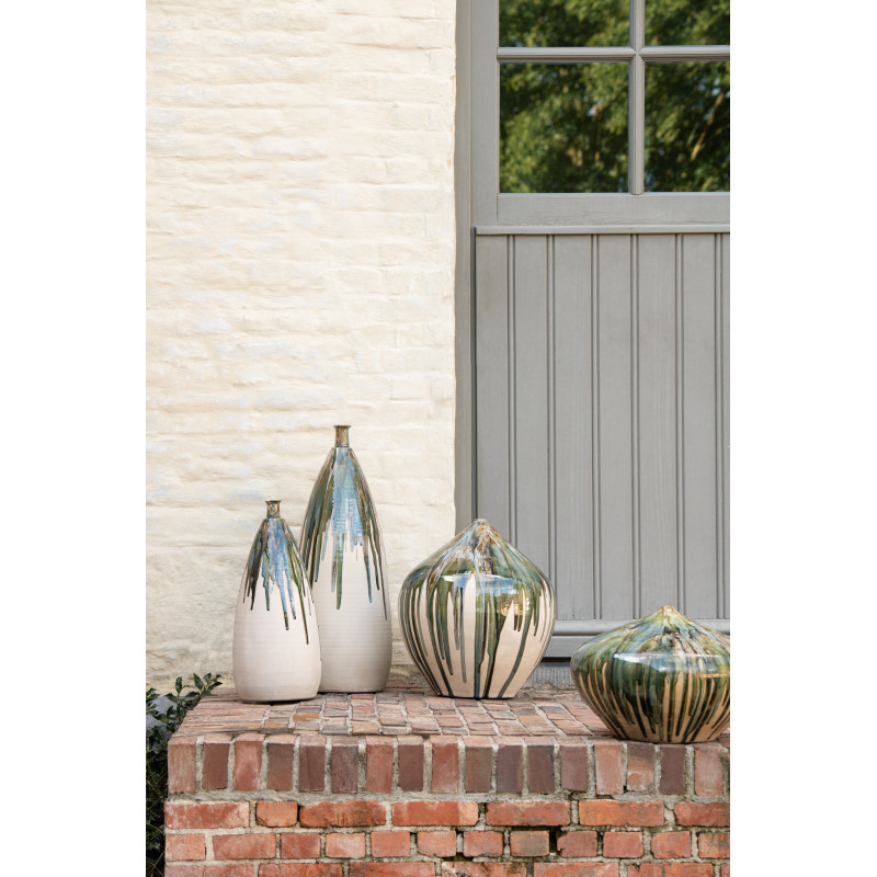 Vase Ovale XL Hauteur 50 cm en Céramique Beige Vert Paint - 2