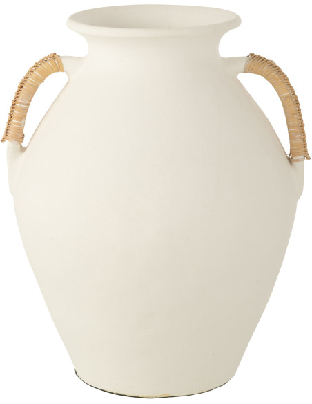 Vase Amphore Hauteur 43 cm en Terre cuite Blanc Naturel Nonita - 1