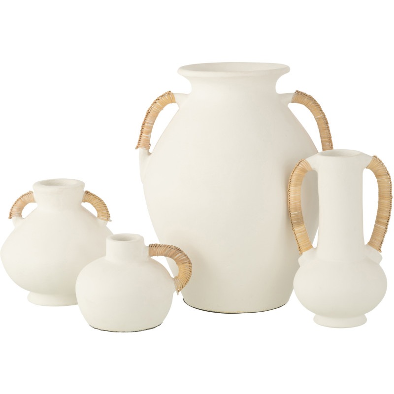 Vase Amphore Hauteur 43 cm en Terre cuite Blanc Naturel Nonita - 2