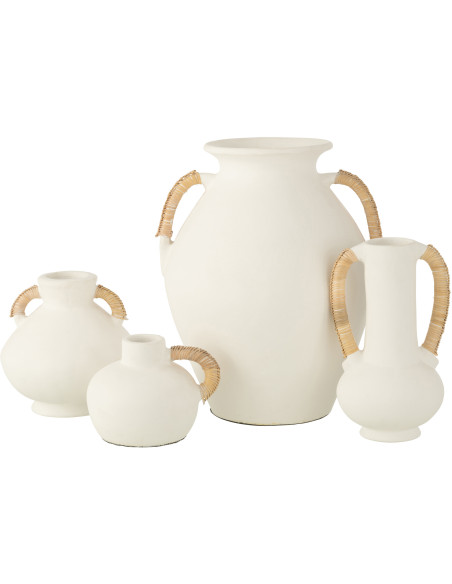 Vase Amphore Hauteur 43 cm en Terre cuite Blanc Naturel Nonita - 2