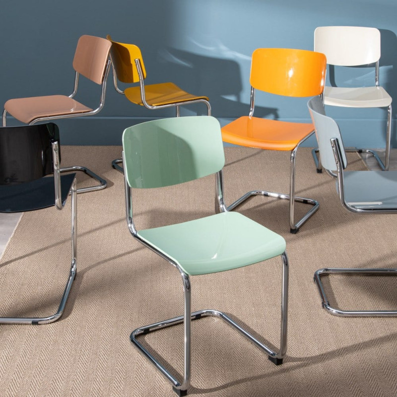 Chaise vintage en Métal Argenté Abs Gris Brillant Senda (Lot de 4) - 2