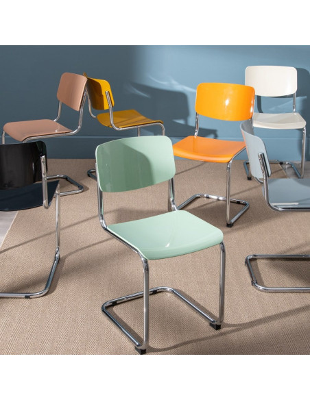 Chaise vintage en Métal Argenté Abs Gris Brillant Senda (Lot de 4) - 2