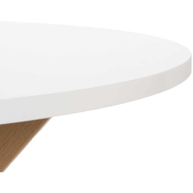 Table à manger moderne Ronde 6 personnes en Bois MDF Blanc Métal Effet bois naturel Karina - 4