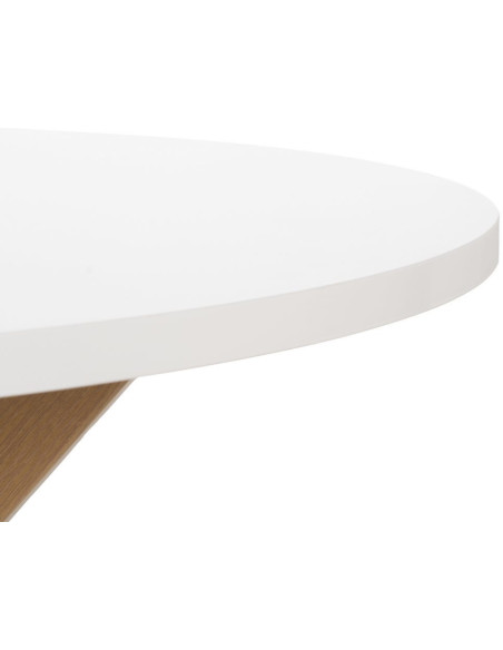 Table à manger moderne Ronde 6 personnes en Bois MDF Blanc Métal Effet bois naturel Karina - 4