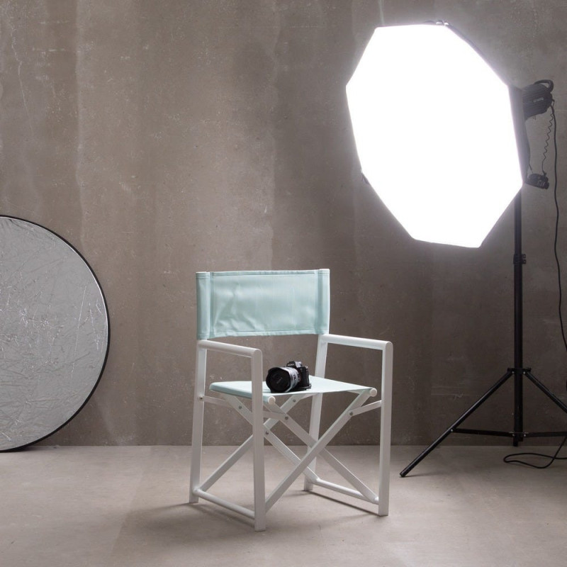 Fauteuil de jardin Metteur en scène pliant en Aluminium Blanc Textilène Vert Alejo (Lot de 2) - 2