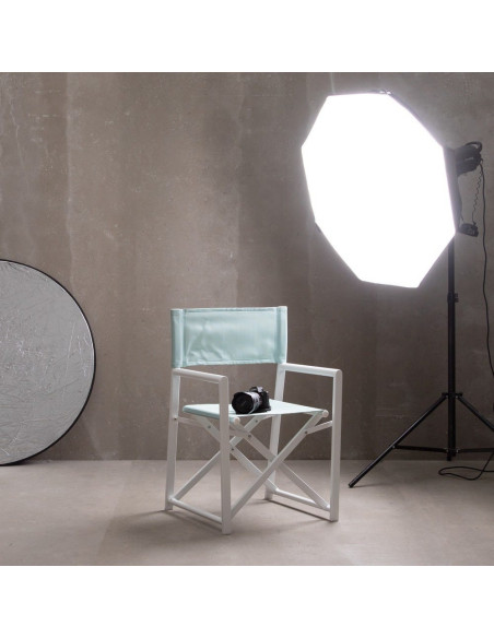 Fauteuil de jardin Metteur en scène pliant en Aluminium Blanc Textilène Vert Alejo (Lot de 2) - 2