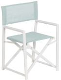 Fauteuil de jardin metteur en scène pliant Alejo aluminium blanc textilène vert d’eau (lot de 2) 56 x 53 x 84 cm