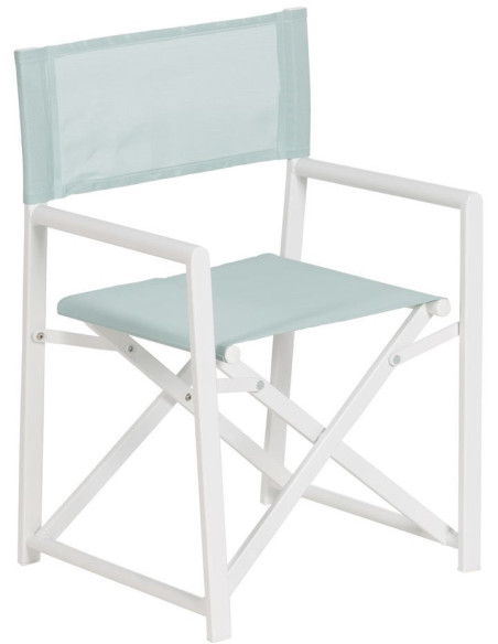 Fauteuil de jardin Metteur en scène pliant en Aluminium Blanc Textilène Vert Alejo (Lot de 2) - 1