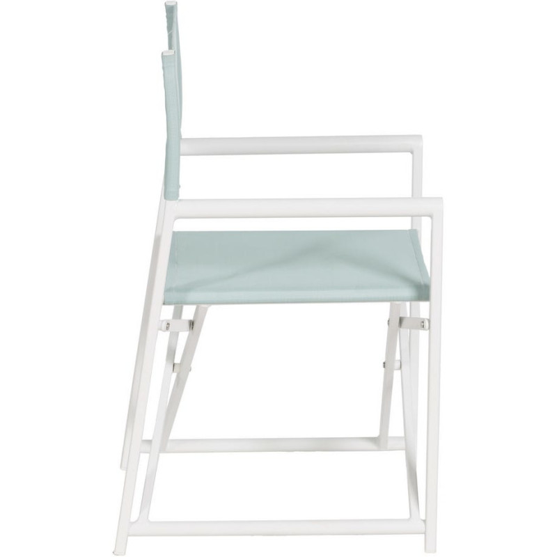 Fauteuil de jardin Metteur en scène pliant en Aluminium Blanc Textilène Vert Alejo (Lot de 2) - 3