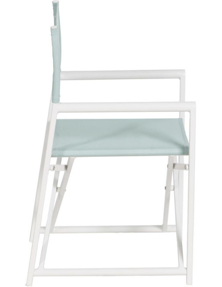Fauteuil de jardin Metteur en scène pliant en Aluminium Blanc Textilène Vert Alejo (Lot de 2) - 3