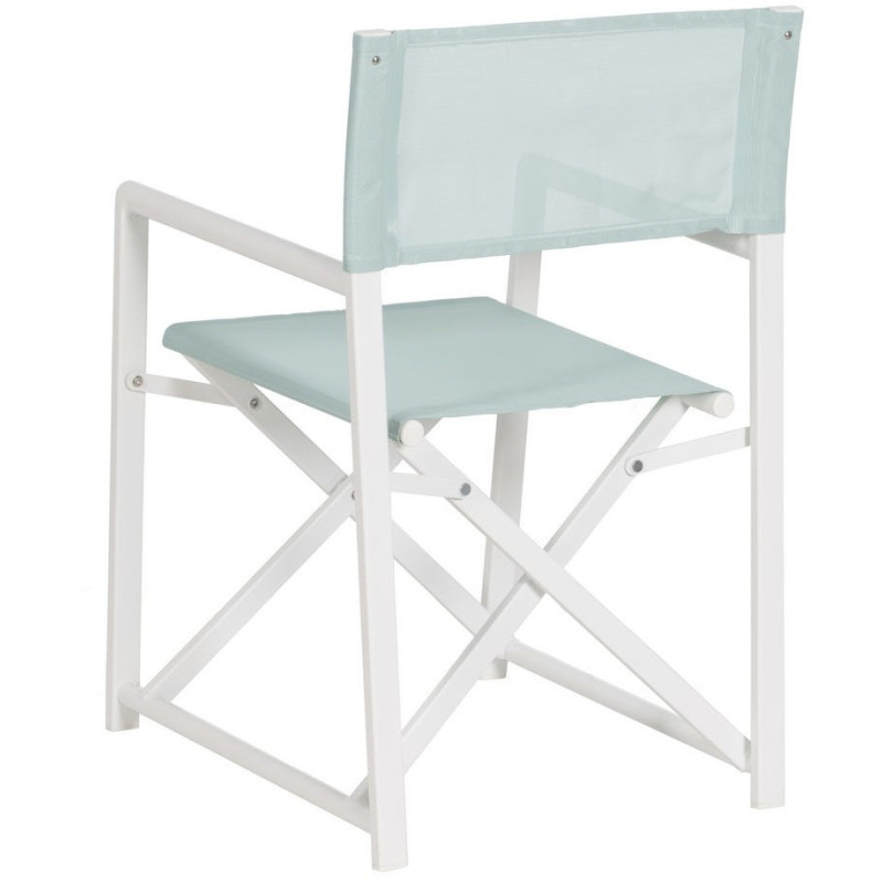 Fauteuil de jardin Metteur en scène pliant en Aluminium Blanc Textilène Vert Alejo (Lot de 2) - 4