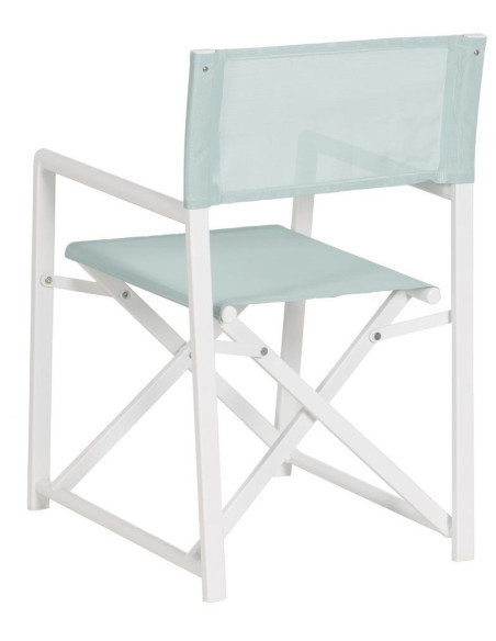 Fauteuil de jardin Metteur en scène pliant en Aluminium Blanc Textilène Vert Alejo (Lot de 2) - 4