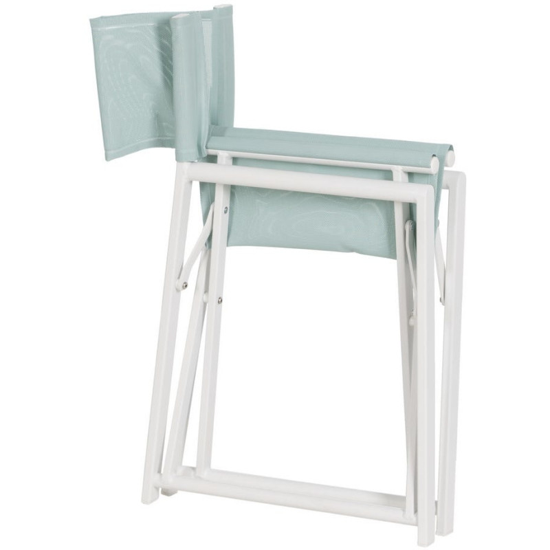 Fauteuil de jardin Metteur en scène pliant en Aluminium Blanc Textilène Vert Alejo (Lot de 2) - 5