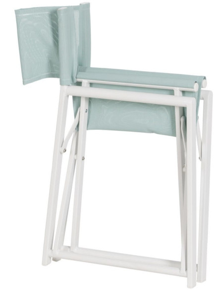 Fauteuil de jardin Metteur en scène pliant en Aluminium Blanc Textilène Vert Alejo (Lot de 2) - 5