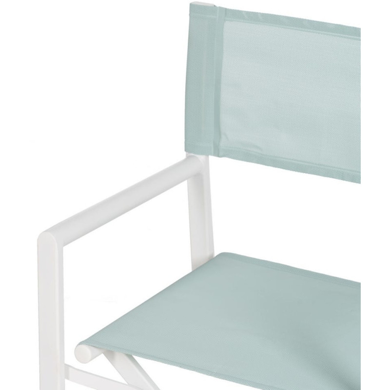 Fauteuil de jardin Metteur en scène pliant en Aluminium Blanc Textilène Vert Alejo (Lot de 2) - 7