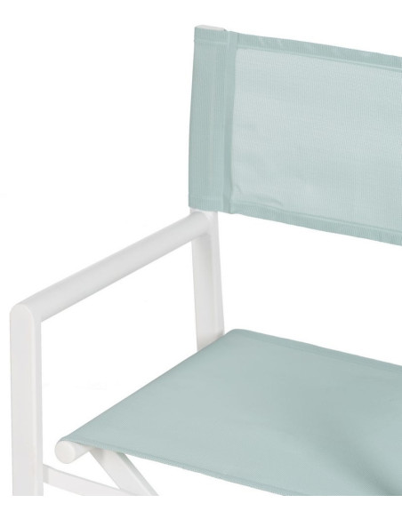 Fauteuil de jardin Metteur en scène pliant en Aluminium Blanc Textilène Vert Alejo (Lot de 2) - 7