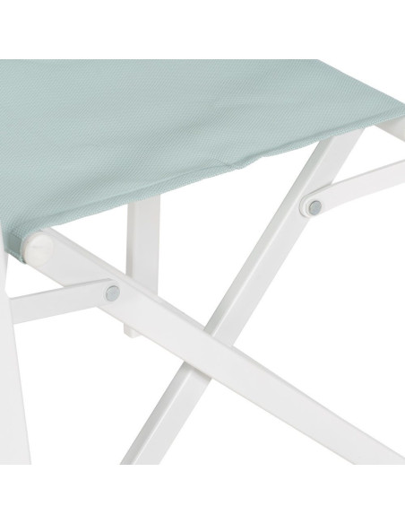 Fauteuil de jardin Metteur en scène pliant en Aluminium Blanc Textilène Vert Alejo (Lot de 2) - 8