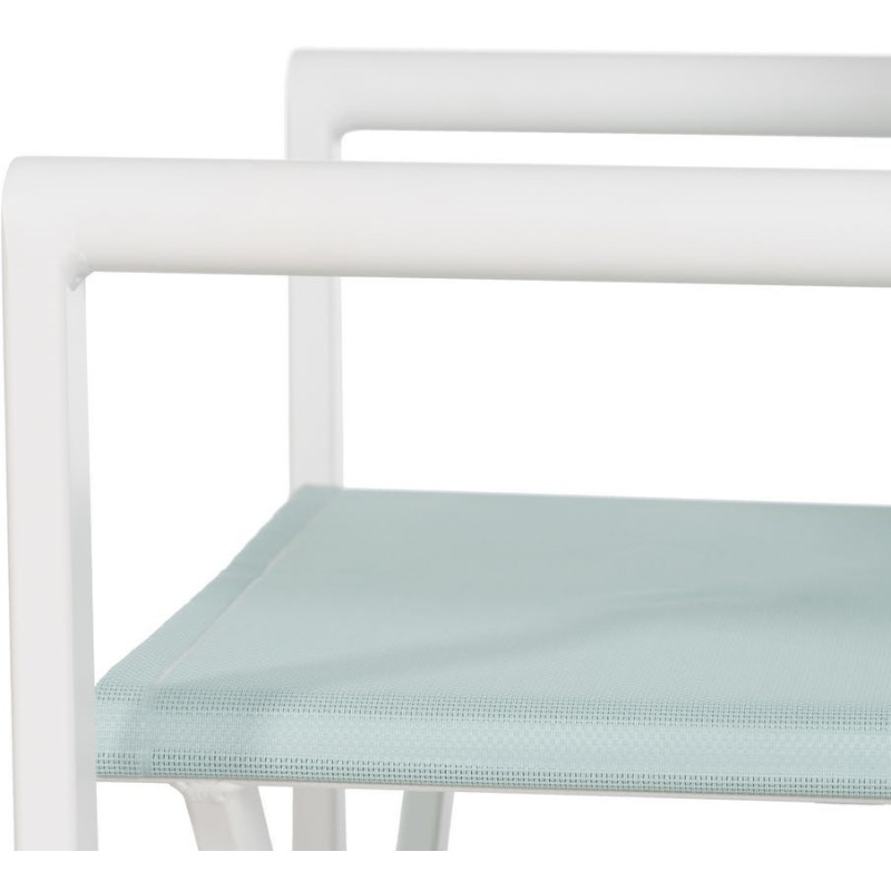 Fauteuil de jardin Metteur en scène pliant en Aluminium Blanc Textilène Vert Alejo (Lot de 2) - 9