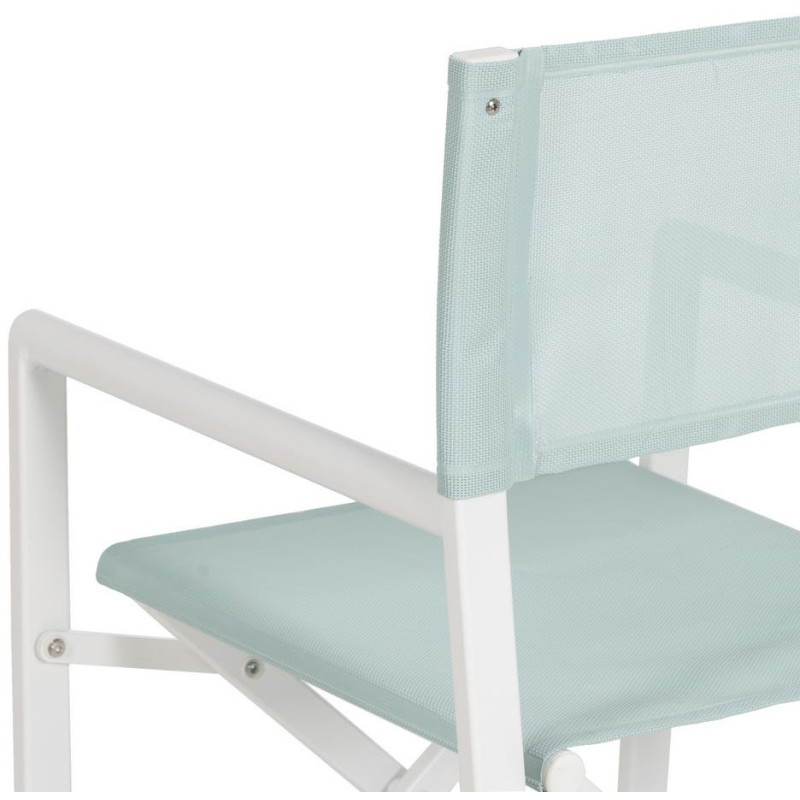 Fauteuil de jardin Metteur en scène pliant en Aluminium Blanc Textilène Vert Alejo (Lot de 2) - 12