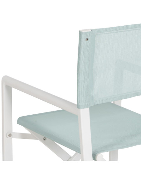 Fauteuil de jardin Metteur en scène pliant en Aluminium Blanc Textilène Vert Alejo (Lot de 2) - 12