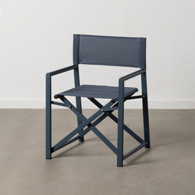 Fauteuil de jardin Metteur en scène pliant en Aluminium Textilène Bleu foncé Alejo (Lot de 2) - 15