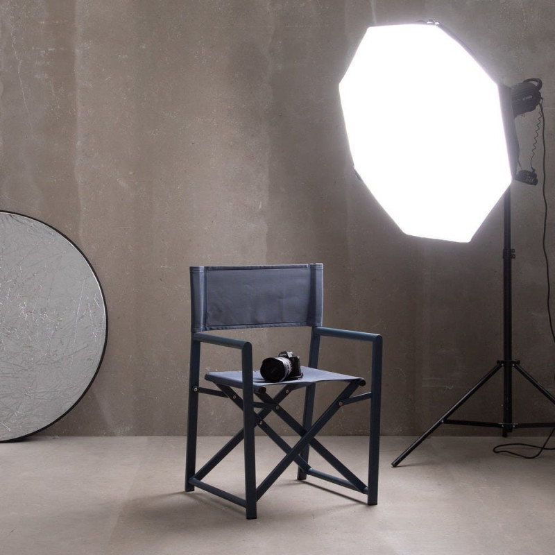 Fauteuil de jardin Metteur en scène pliant en Aluminium Textilène Bleu foncé Alejo (Lot de 2) - 2