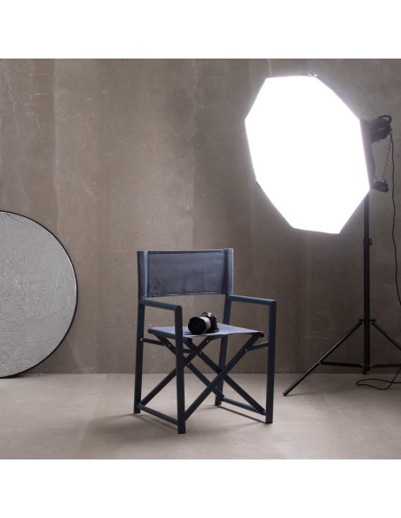 Fauteuil de jardin Metteur en scène pliant en Aluminium Textilène Bleu foncé Alejo (Lot de 2) - 2