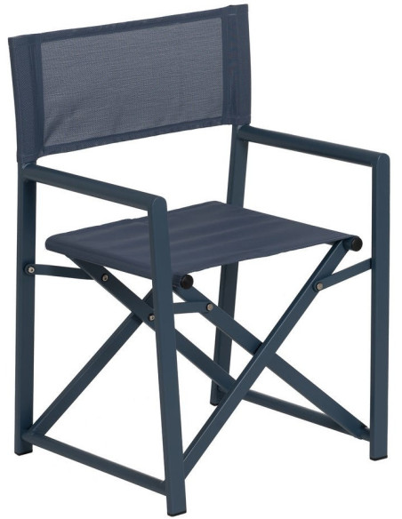 Fauteuil de jardin Metteur en scène pliant en Aluminium Textilène Bleu foncé Alejo (Lot de 2) - 1