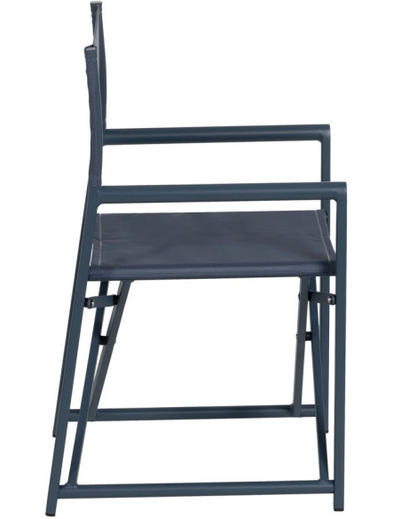 Fauteuil de jardin Metteur en scène pliant en Aluminium Textilène Bleu foncé Alejo (Lot de 2) - 3