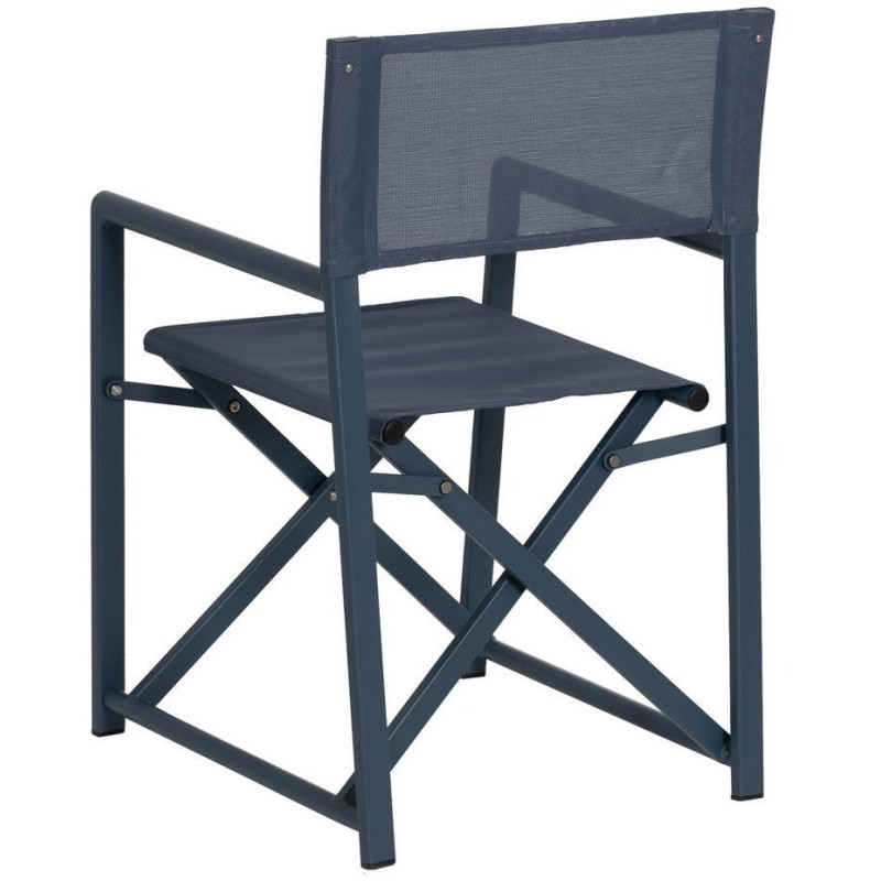 Fauteuil de jardin Metteur en scène pliant en Aluminium Textilène Bleu foncé Alejo (Lot de 2) - 4