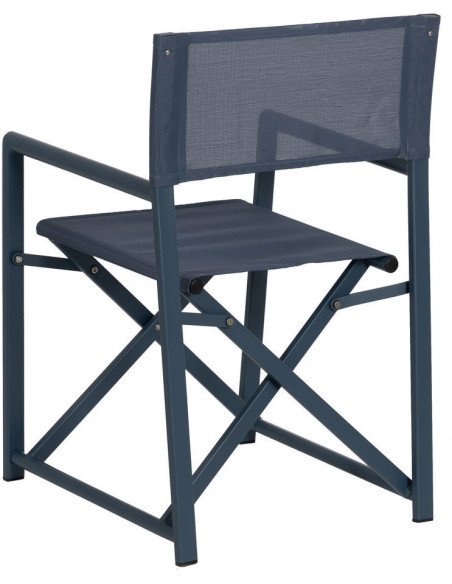 Fauteuil de jardin Metteur en scène pliant en Aluminium Textilène Bleu foncé Alejo (Lot de 2) - 4
